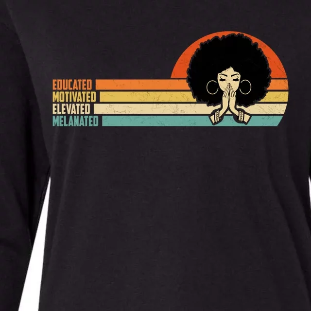 Educated Motivated African American Black Queen Melanin Gift Womens Cotton Relaxed Long Sleeve T-Shirt