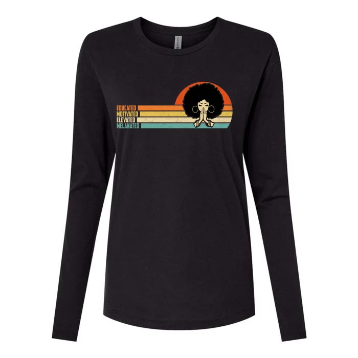 Educated Motivated African American Black Queen Melanin Gift Womens Cotton Relaxed Long Sleeve T-Shirt