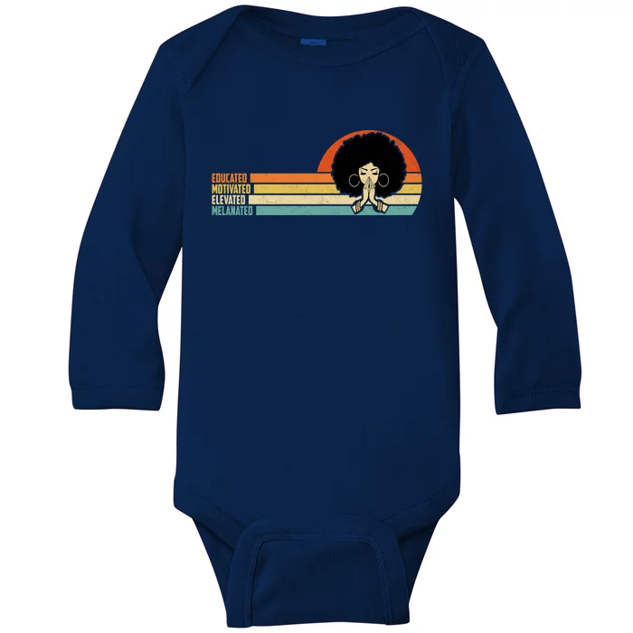 Educated Motivated African American Black Queen Melanin Gift Baby Long Sleeve Bodysuit