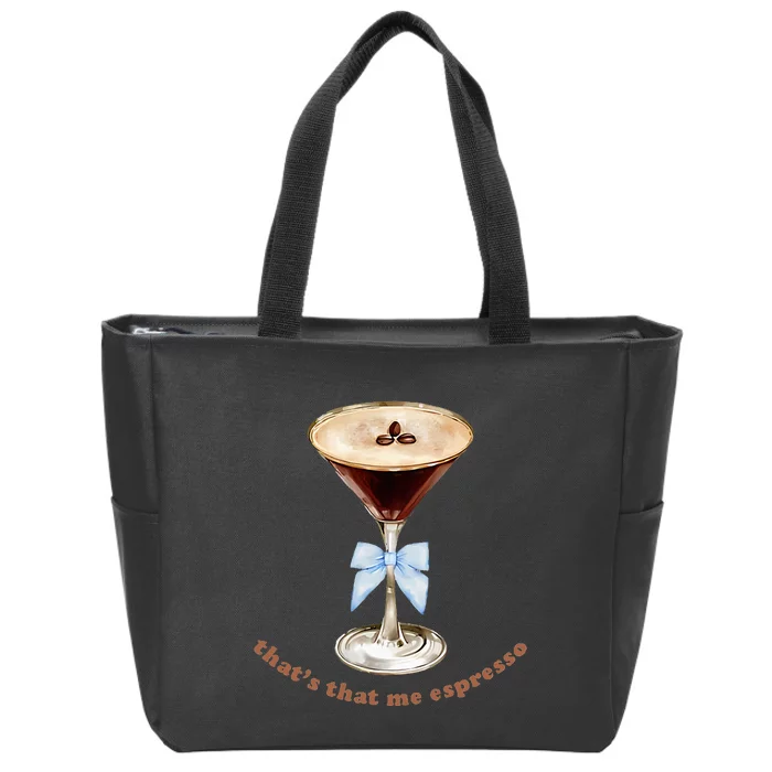 Espresso Martini Blue Bow Zip Tote Bag