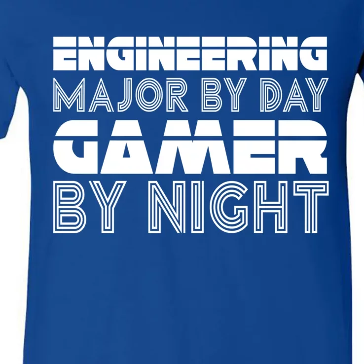 Engineering Major By Day Gamer Student Engineer Video Games Funny Gift V-Neck T-Shirt