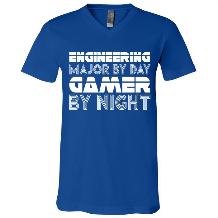 Engineering Major By Day Gamer Student Engineer Video Games Funny Gift V-Neck T-Shirt