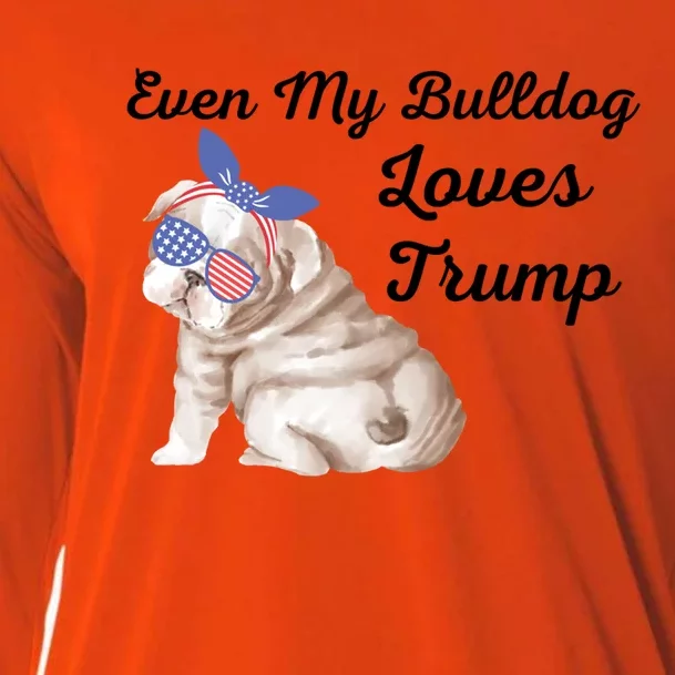 Even My Bulldog Dog Loves Trump The Felon 2024 Us Election Cute Gift Cooling Performance Long Sleeve Crew