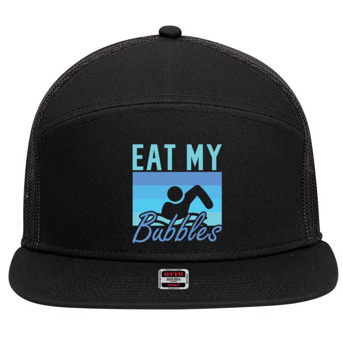 Eat My Bubbles Swim Swimmer 7 Panel Mesh Trucker Snapback Hat