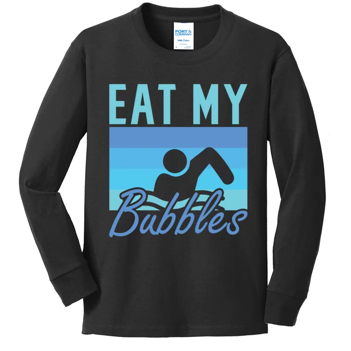 Eat My Bubbles Swim Swimmer Kids Long Sleeve Shirt