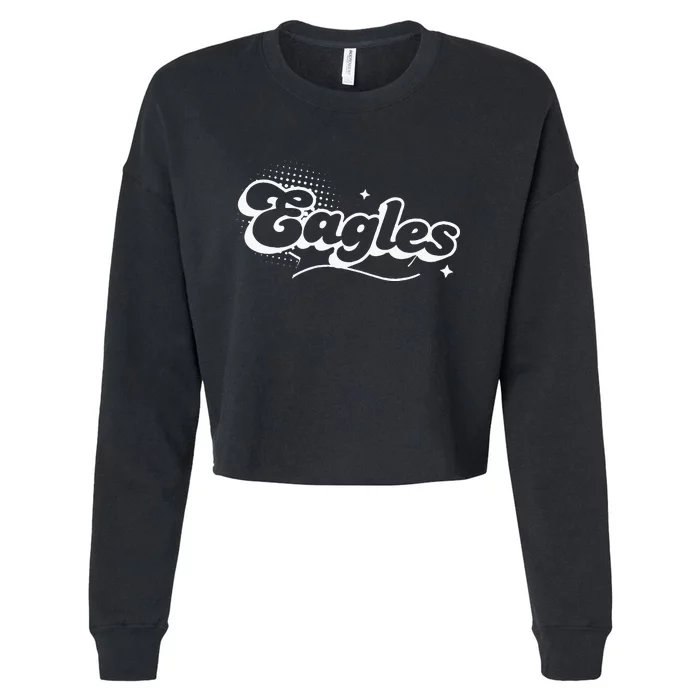 Eagles Mascot Back To School Spirit Sport Fans Game Cropped Pullover Crew