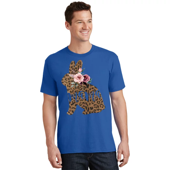 Easter Mama Bunny Floral Leopard Print Meaningful Gift T-Shirt