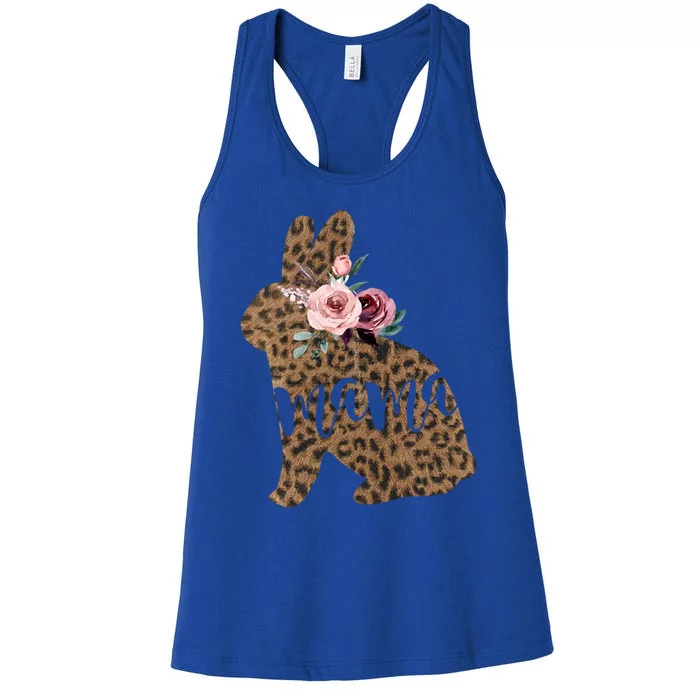 Easter Mama Bunny Floral Leopard Print Meaningful Gift Women's Racerback Tank