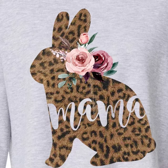 Easter Mama Bunny Floral Leopard Print Meaningful Gift Cropped Pullover Crew