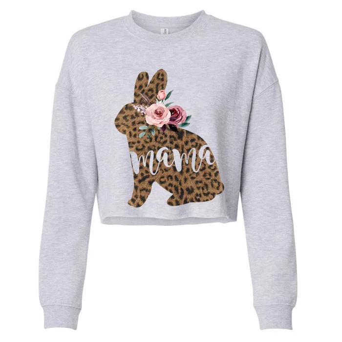 Easter Mama Bunny Floral Leopard Print Meaningful Gift Cropped Pullover Crew