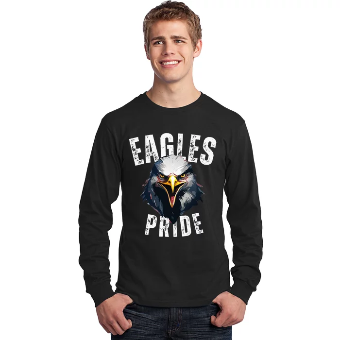 Eagles Mascot Back To School Spirit Pride Sport Fan Game Day Long Sleeve Shirt