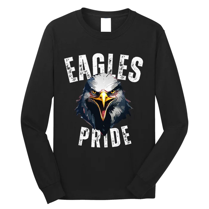 Eagles Mascot Back To School Spirit Pride Sport Fan Game Day Long Sleeve Shirt