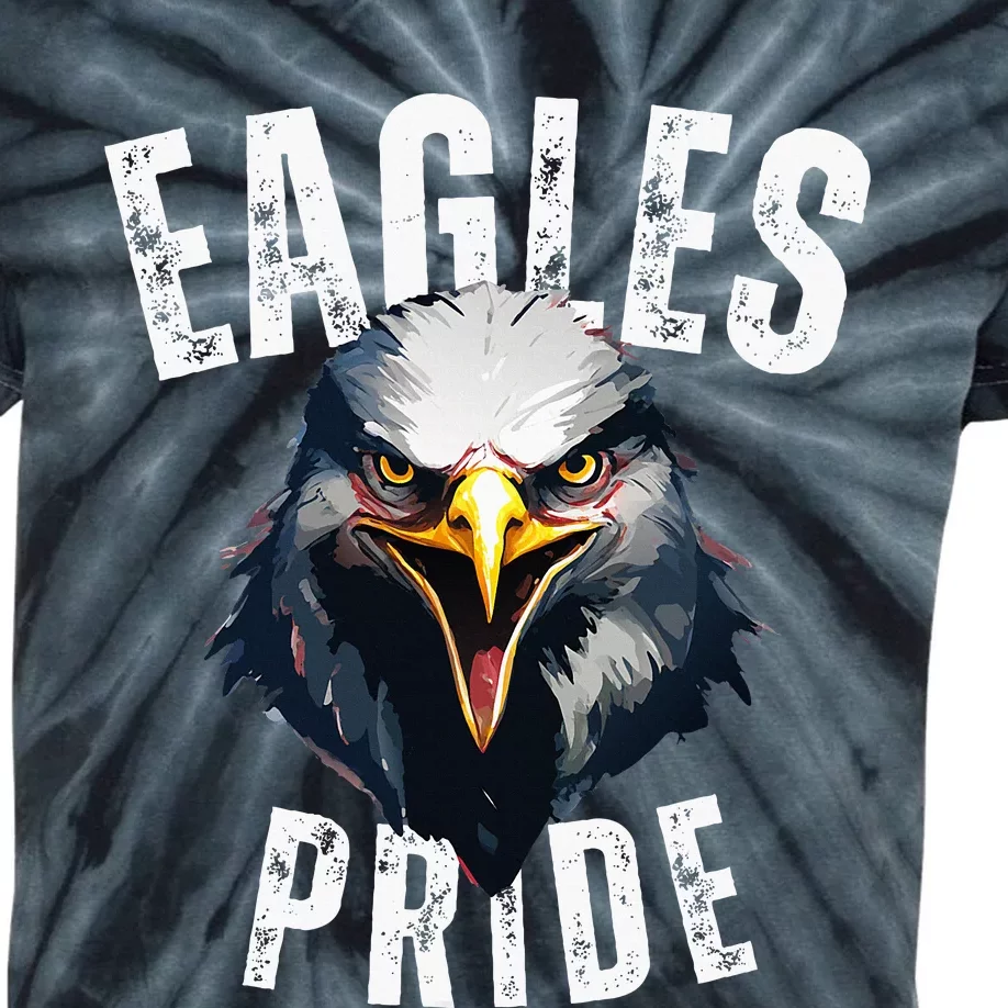 Eagles Mascot Back To School Spirit Pride Sport Fan Game Day Kids Tie-Dye T-Shirt