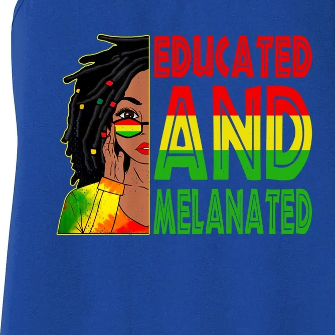 Educated Melanated Black Teacher Black History Juneteenth Gift Women's Racerback Tank