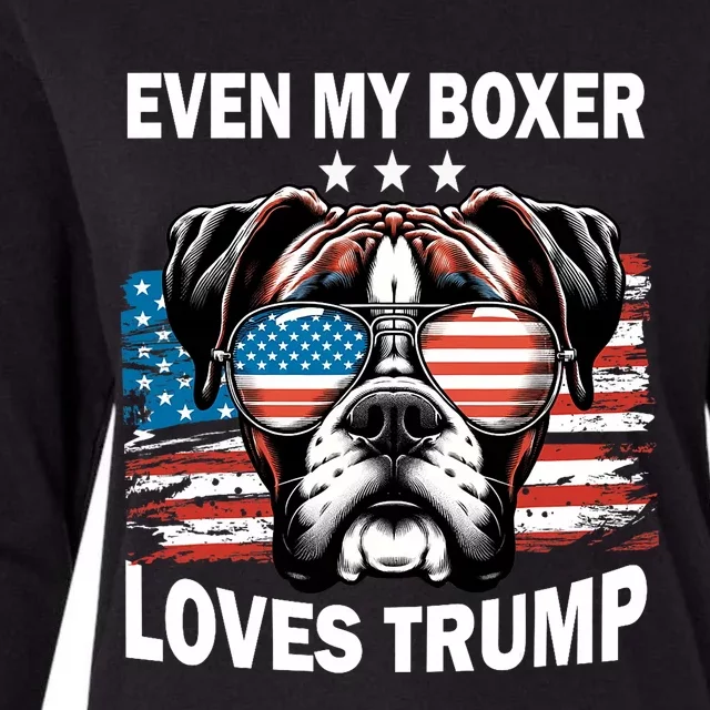 Even My Boxer Loves Trump Trump Supporter Dog Lover Womens Cotton Relaxed Long Sleeve T-Shirt