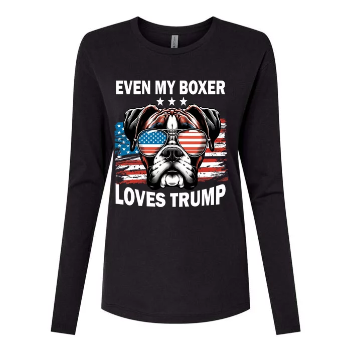 Even My Boxer Loves Trump Trump Supporter Dog Lover Womens Cotton Relaxed Long Sleeve T-Shirt