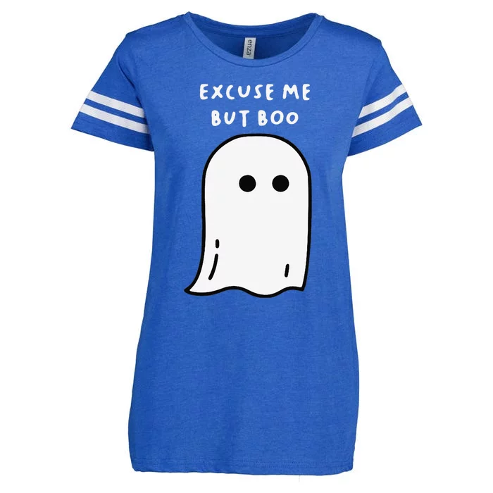 Excuse Me But Boo Cute Ghost Halloween Funny Spooky Season Enza Ladies Jersey Football T-Shirt