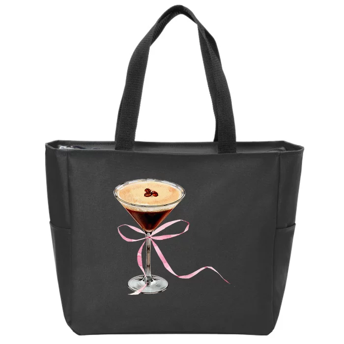 Espresso Martini Bow Graphic Zip Tote Bag