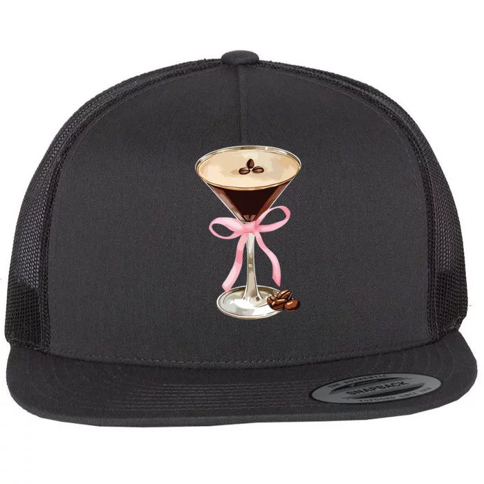 Espresso Martini Bow Graphic For Girl Women Flat Bill Trucker Hat