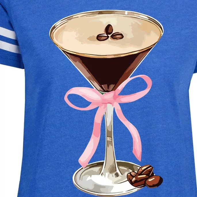 Espresso Martini Bow Graphic For Girl Women Enza Ladies Jersey Football T-Shirt