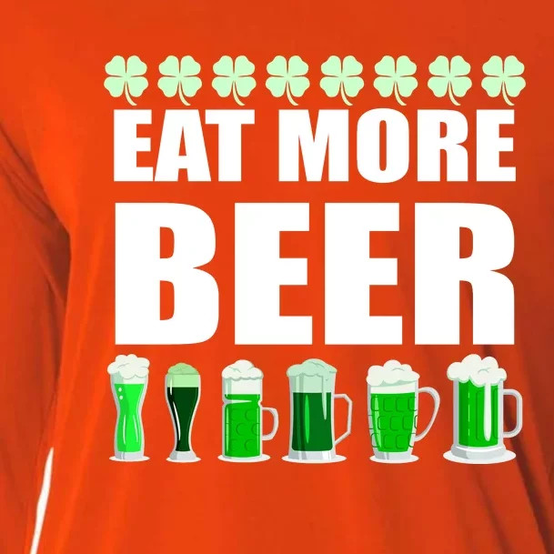 Eat More Beer St. Patrick's Day Irish Clover Green Beer Cooling Performance Long Sleeve Crew