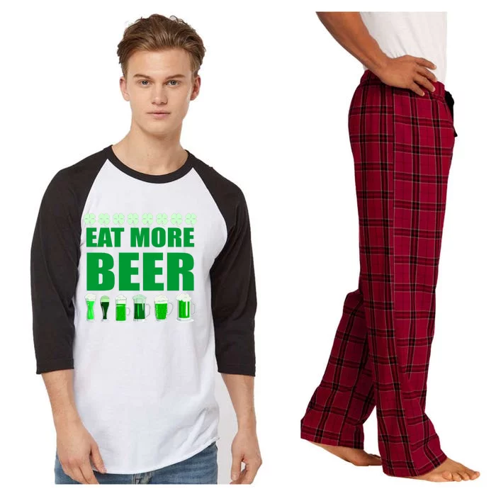 Eat More Beer St. Patrick's Day Irish Clover Green Beer Raglan Sleeve Pajama Set