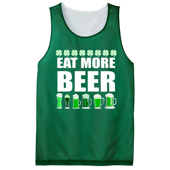 Eat More Beer St. Patrick's Day Irish Clover Green Beer Mesh Reversible Basketball Jersey Tank