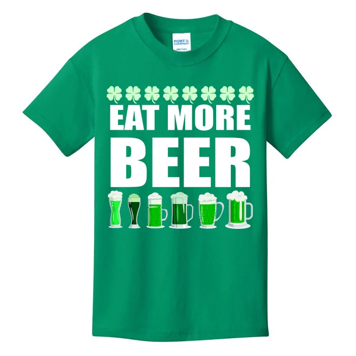 Eat More Beer St. Patrick's Day Irish Clover Green Beer Kids T-Shirt