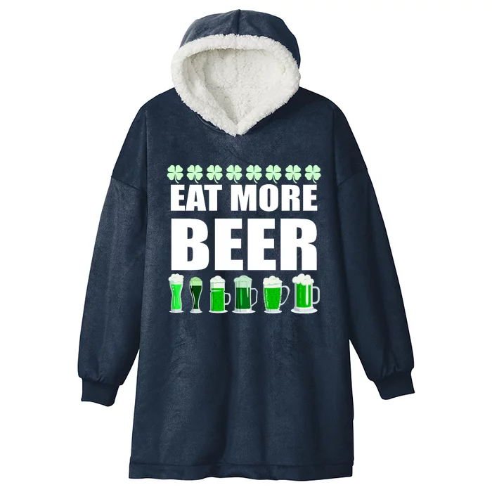 Eat More Beer St. Patrick's Day Irish Clover Green Beer Hooded Wearable Blanket