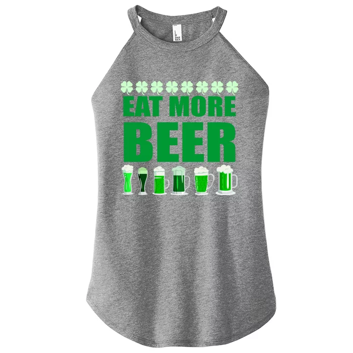 Eat More Beer St. Patrick's Day Irish Clover Green Beer Women’s Perfect Tri Rocker Tank