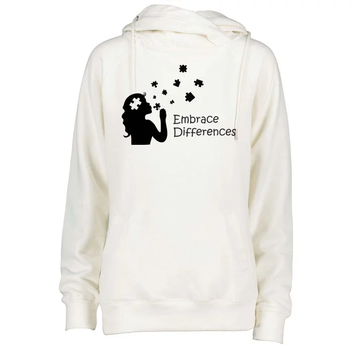 Embrace Differences Womens Funnel Neck Pullover Hood