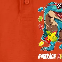 Embrace Differences Autism Awareness Dino Dry Zone Grid Performance Polo