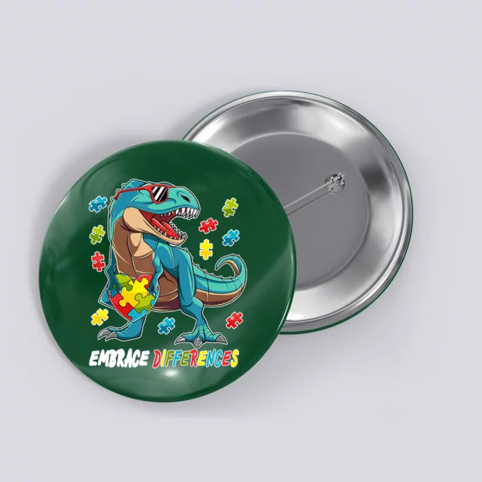 Embrace Differences Autism Awareness Dino Button