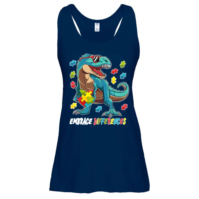 Embrace Differences Autism Awareness Dino Ladies Essential Flowy Tank