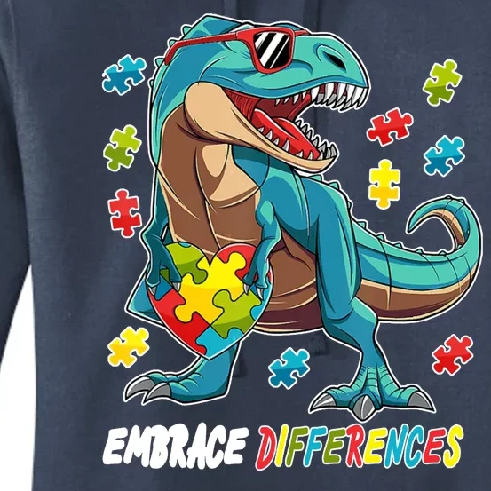 Embrace Differences Autism Awareness Dino Women's Pullover Hoodie