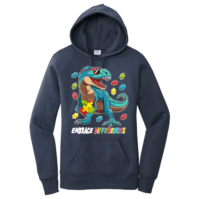 Embrace Differences Autism Awareness Dino Women's Pullover Hoodie