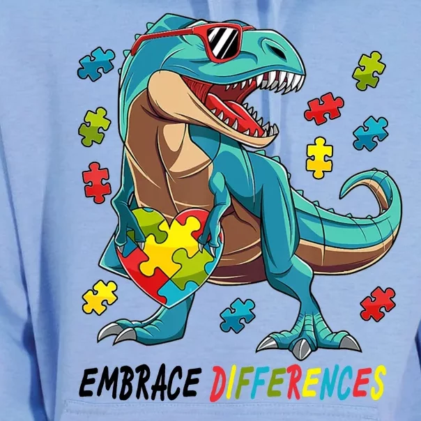 Embrace Differences Autism Awareness Dino Unisex Surf Hoodie