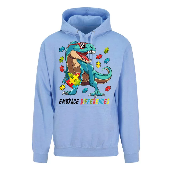 Embrace Differences Autism Awareness Dino Unisex Surf Hoodie