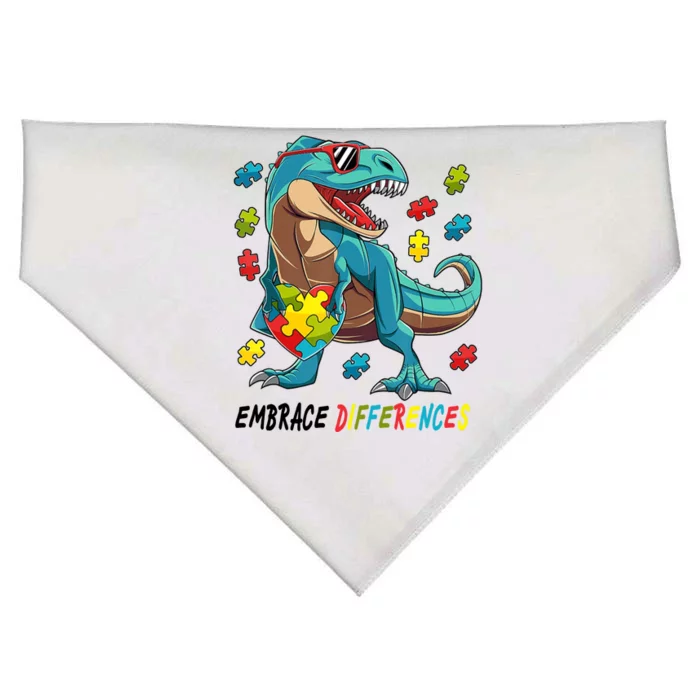 Embrace Differences Autism Awareness Dino USA-Made Doggie Bandana