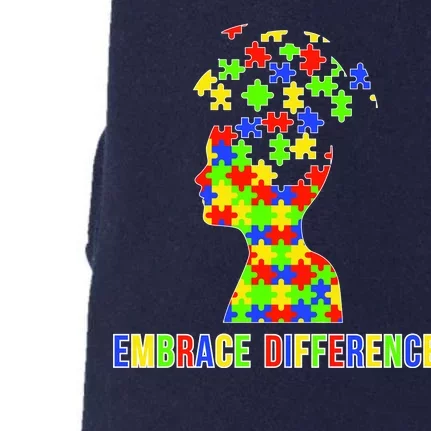 Embrace Differences Autism Awareness Puzzle Pieces Doggie 3-End Fleece Hoodie