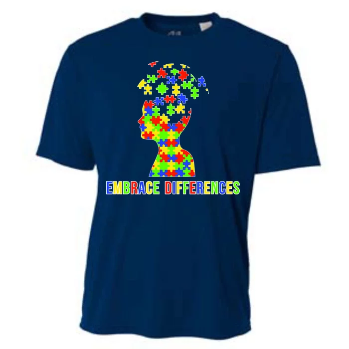 Embrace Differences Autism Awareness Puzzle Pieces Cooling Performance Crew T-Shirt