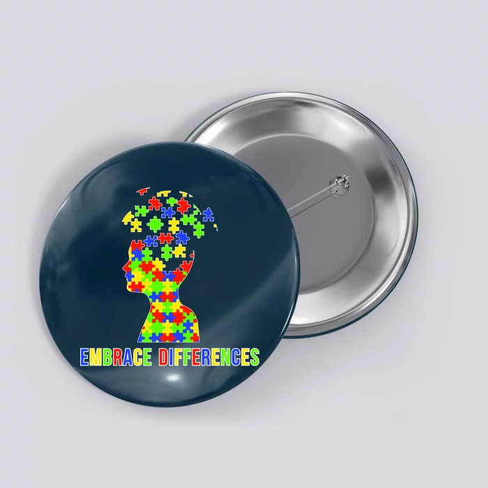 Embrace Differences Autism Awareness Puzzle Pieces Button