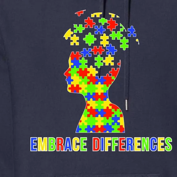 Embrace Differences Autism Awareness Puzzle Pieces Premium Hoodie