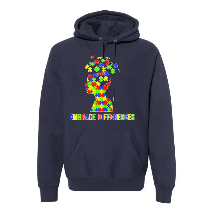 Embrace Differences Autism Awareness Puzzle Pieces Premium Hoodie