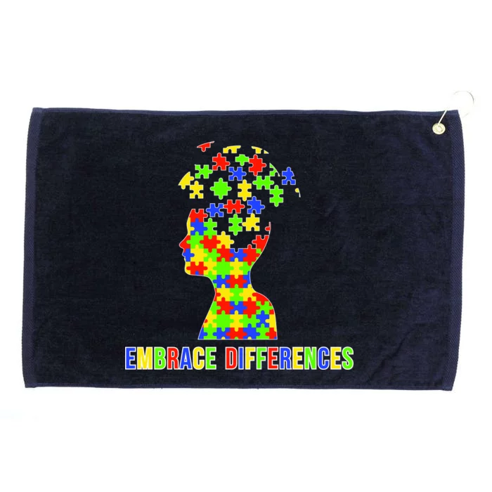 Embrace Differences Autism Awareness Puzzle Pieces Grommeted Golf Towel