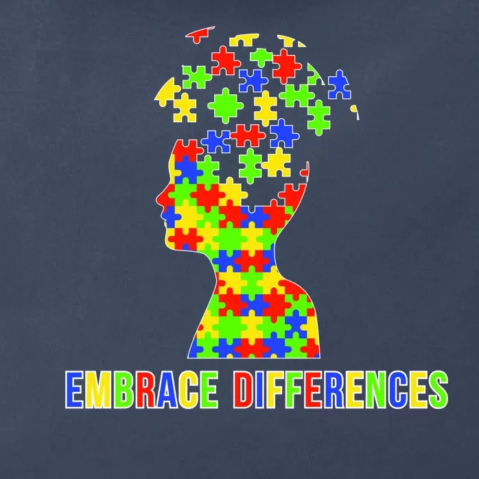 Embrace Differences Autism Awareness Puzzle Pieces Zip Tote Bag