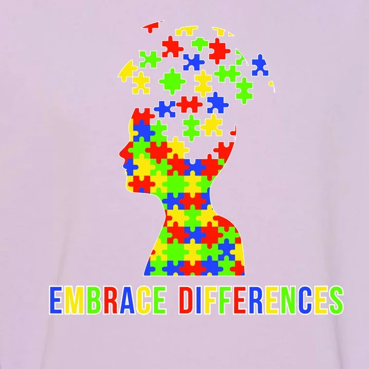 Embrace Differences Autism Awareness Puzzle Pieces Garment-Dyed Sweatshirt