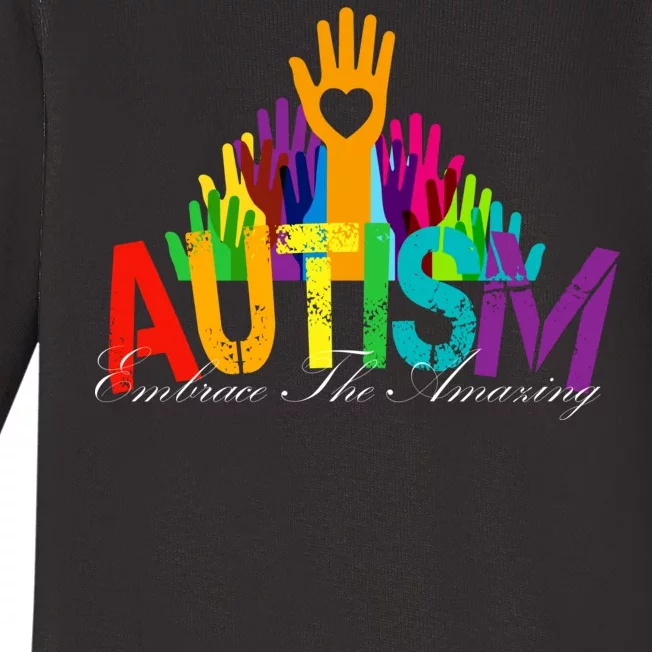 Embrace The Amazing Autism Hands Baby Long Sleeve Bodysuit