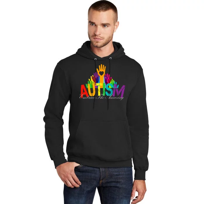 Embrace The Amazing Autism Hands Tall Hoodie