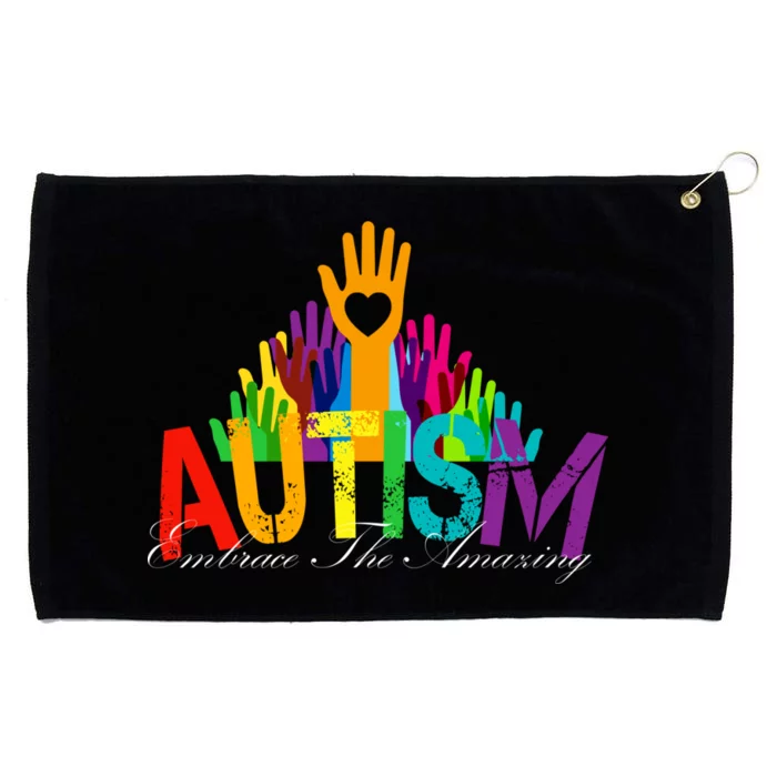 Embrace The Amazing Autism Hands Grommeted Golf Towel